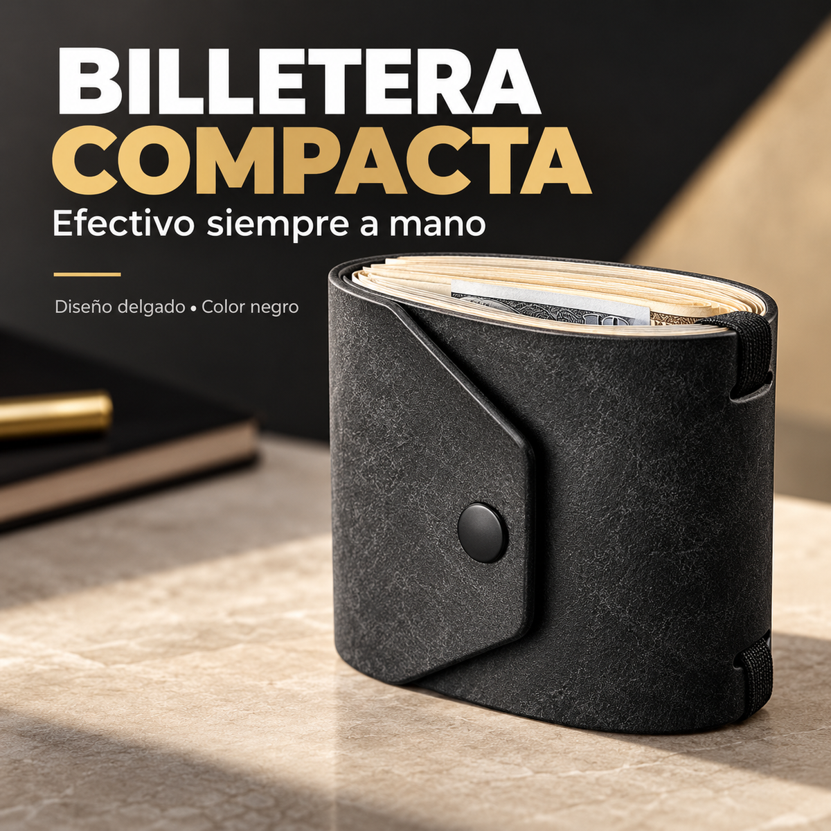 Cartera Minimalista en Cuero de Microfibra💵🖤
