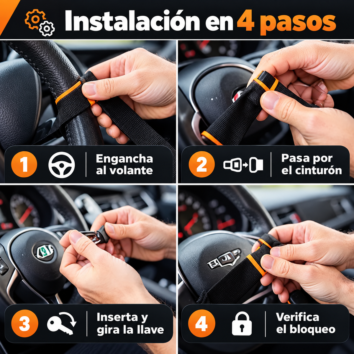 Candado de Seguridad para Volante y Cinturón Antirrobo 🔒🚗