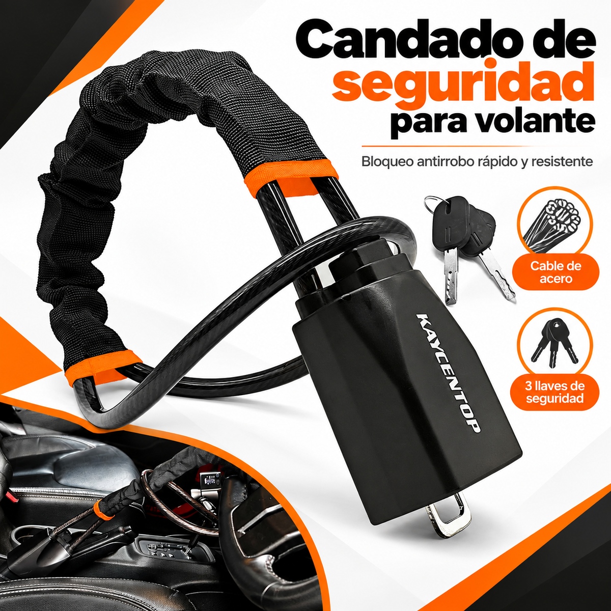 Candado de Seguridad para Volante y Cinturón Antirrobo 🔒🚗