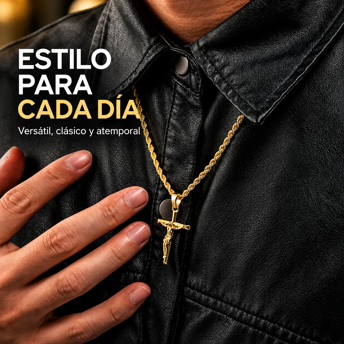 Collar Cruz 24K Gold + Caja de Cuero Blanca ✝️✨
