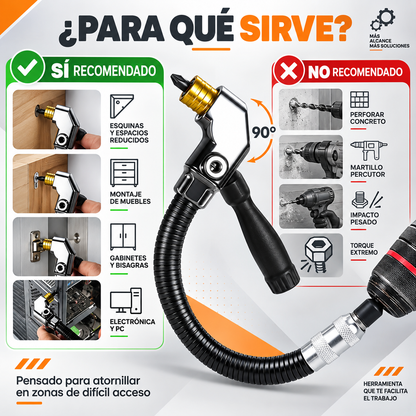 Destornillador de Esquina con Eje Flexible y Cabezal 🛠️✨