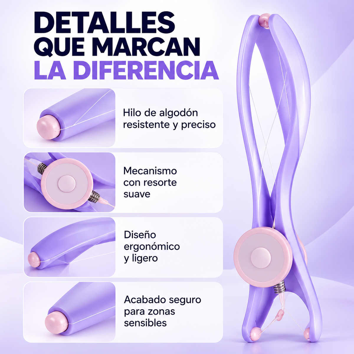Depilador Facial Manual de Hilo 💜🪡