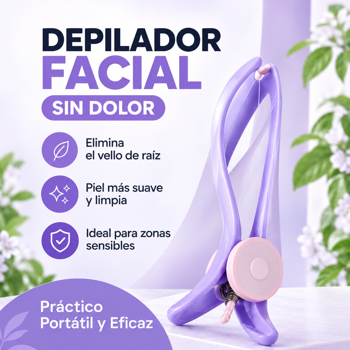 Depilador Facial Manual de Hilo 💜🪡