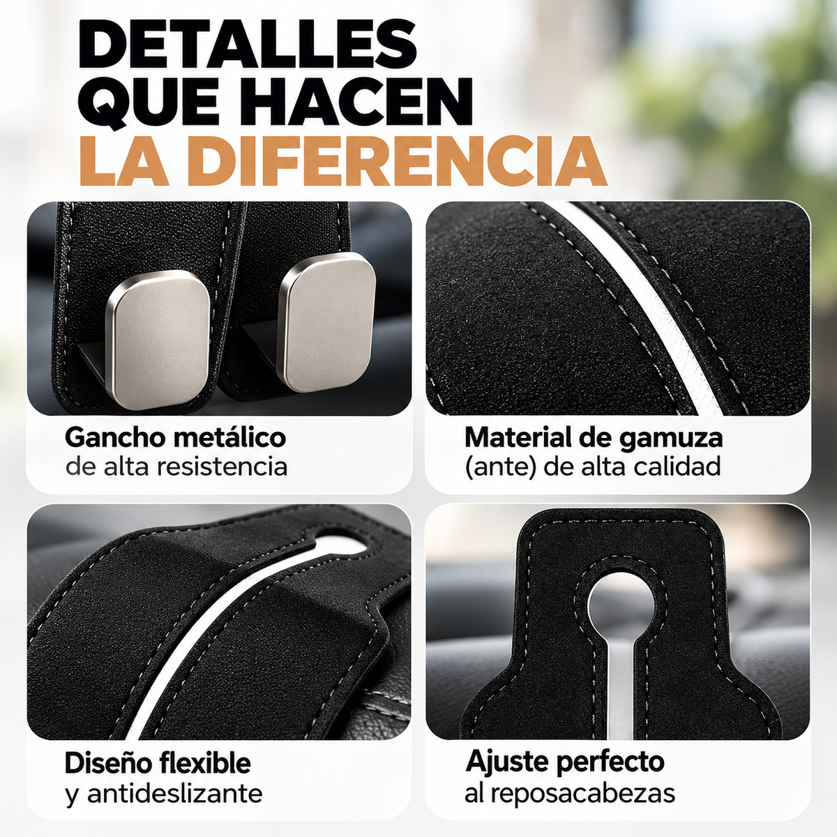 Ganchos Dobles Flexibles para Reposacabezas 2X1🚗👜