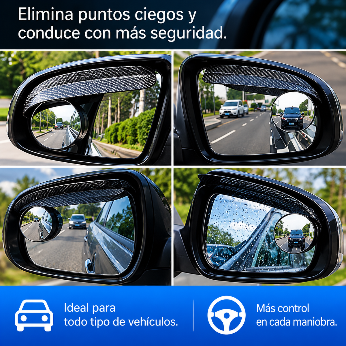 Espejo auxiliar de marcha atrás con clip🚗🌧️👀