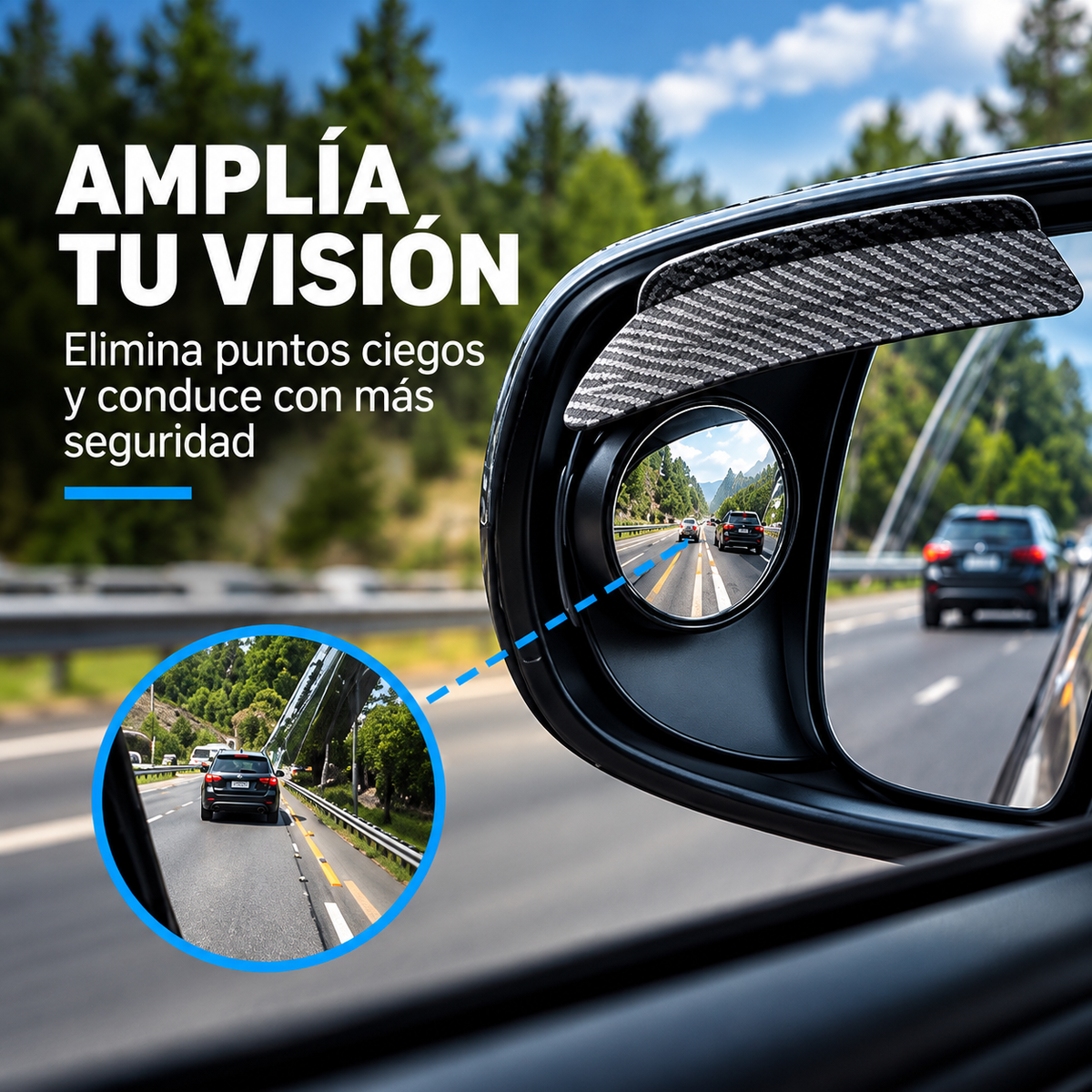 Espejo auxiliar de marcha atrás con clip🚗🌧️👀