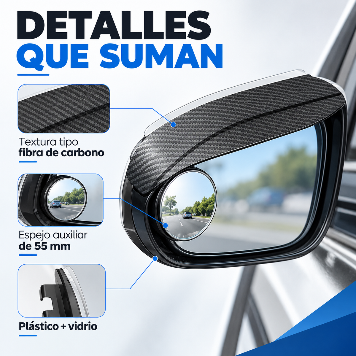 Espejo auxiliar de marcha atrás con clip🚗🌧️👀