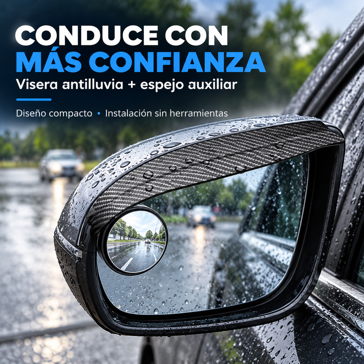 Espejo auxiliar de marcha atrás con clip🚗🌧️👀