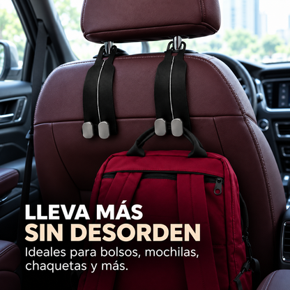 Ganchos Dobles Flexibles para Reposacabezas 2X1🚗👜