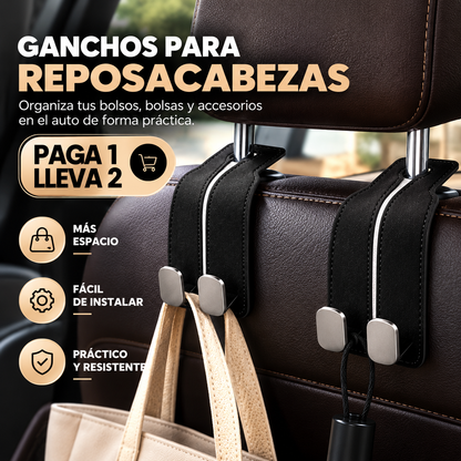 Ganchos Dobles Flexibles para Reposacabezas 2X1🚗👜