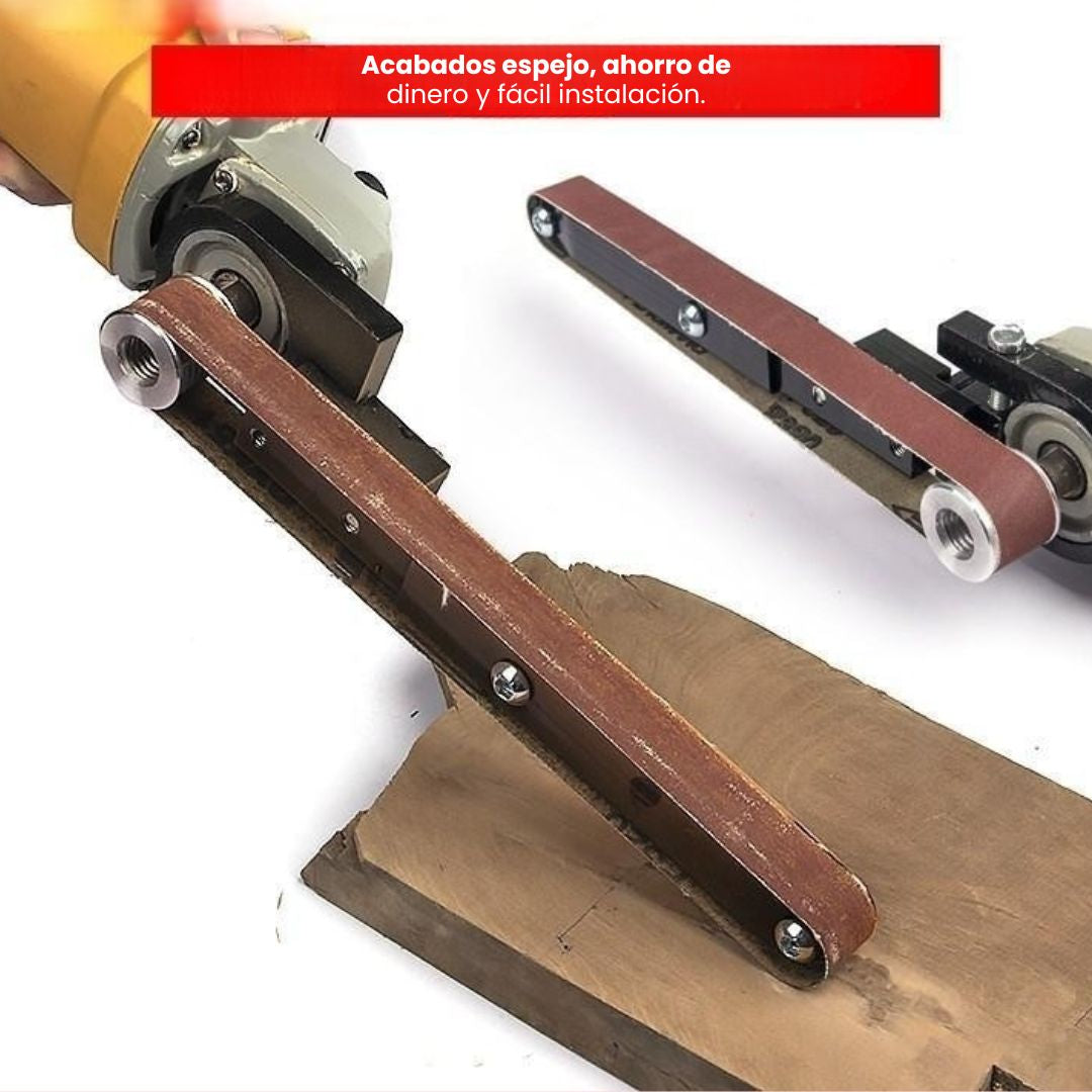 KIT CONVERSOR DE AMOLADORA + 2 BANDAS: LISTO PARA TRABAJAR🪚