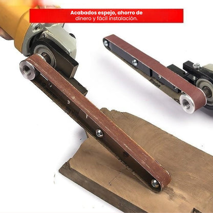 KIT CONVERSOR DE AMOLADORA + 2 BANDAS: LISTO PARA TRABAJAR🪚