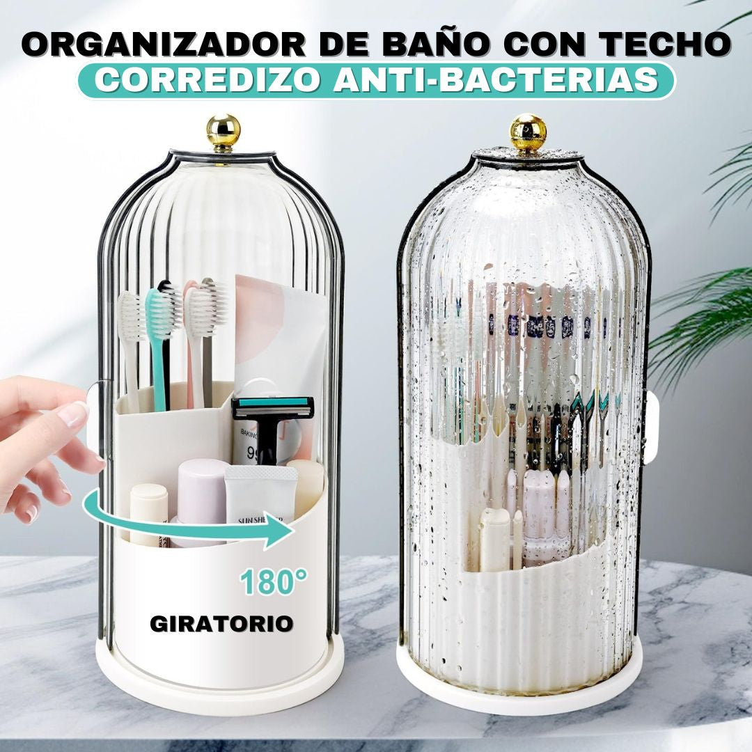 Luxury Shield 360™: ORGANIZADOR DE BAÑO CON TECHO CORREDIZO ANTI-BACTERIAS