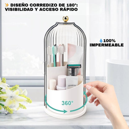Luxury Shield 360™: ORGANIZADOR DE BAÑO CON TECHO CORREDIZO ANTI-BACTERIAS