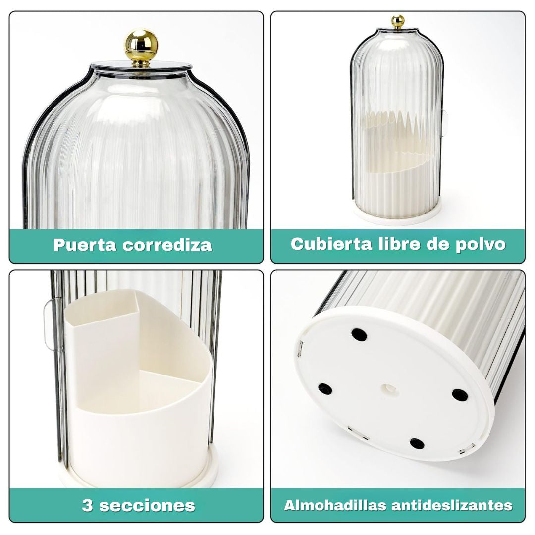 Luxury Shield 360™: ORGANIZADOR DE BAÑO CON TECHO CORREDIZO ANTI-BACTERIAS