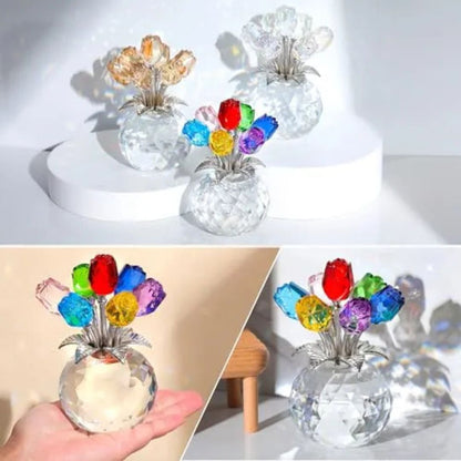 ROSAS DE CRISTAL MULTICOLOR: Elegancia eterna con destellos prismáticos y base de lujo🌹💐