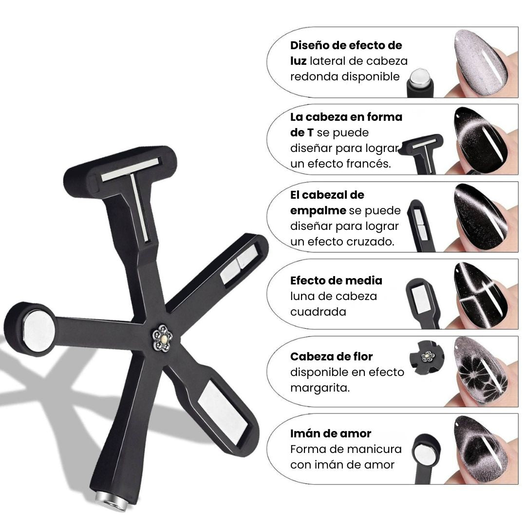 💅🏻HERRAMIENTA MAGNÉTICA 6 EN 1: Imán mejorado para diseños ojo de gato