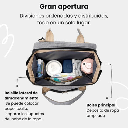 👶🏻👩🏻‍🍼MOCHILA DE MATERNIDAD 3 EN 1: Cuna plegable, cambiador y organizador térmico