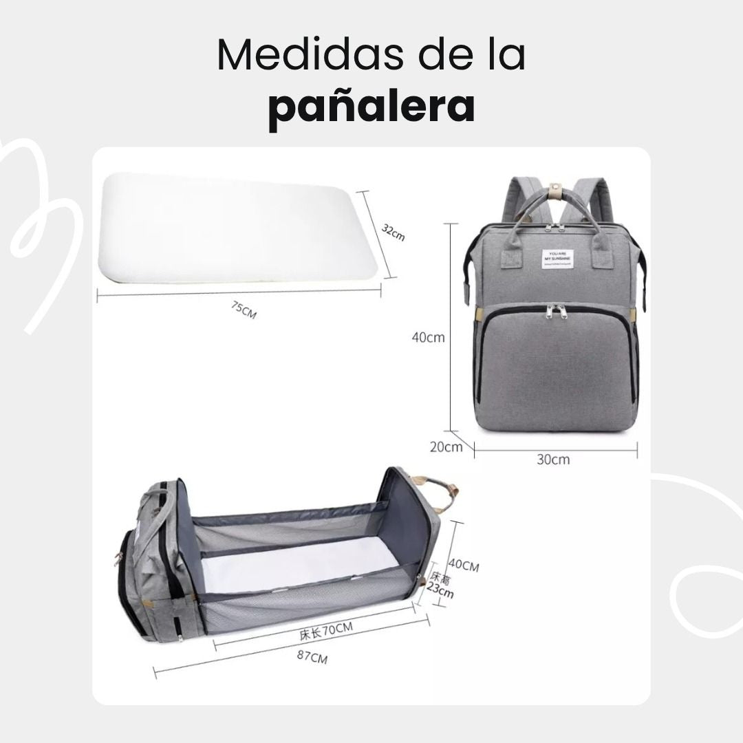 👶🏻👩🏻‍🍼MOCHILA DE MATERNIDAD 3 EN 1: Cuna plegable, cambiador y organizador térmico