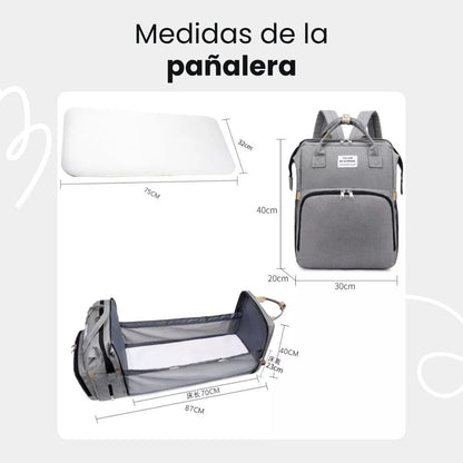 👶🏻👩🏻‍🍼MOCHILA DE MATERNIDAD 3 EN 1: Cuna plegable, cambiador y organizador térmico