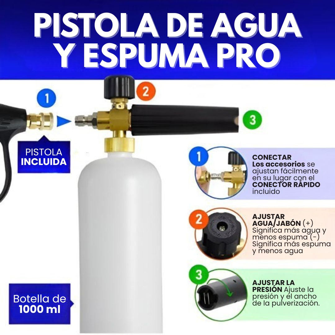 🔫💧PISTOLA DE ESPUMA Y AGUA: limpieza profunda, rápida y sin rayones