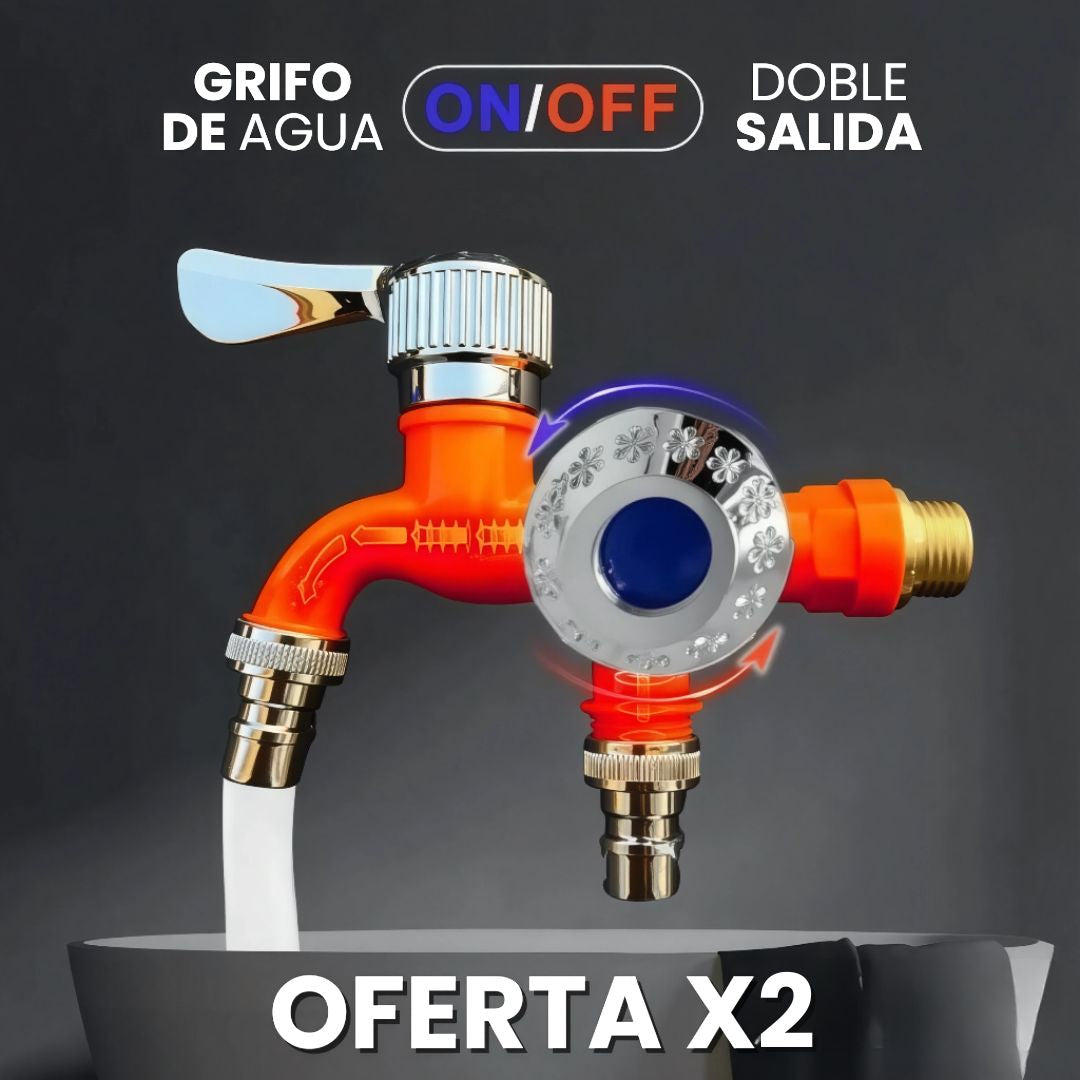 GRIFO DE AGUA DOBLE SALIDA: Oferta x2 unidades para máxima eficiencia hidráulica🧰