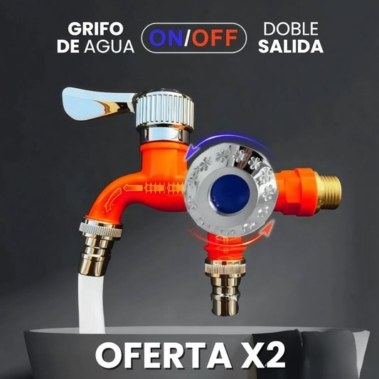GRIFO DE AGUA DOBLE SALIDA: Oferta x2 unidades para máxima eficiencia hidráulica🧰