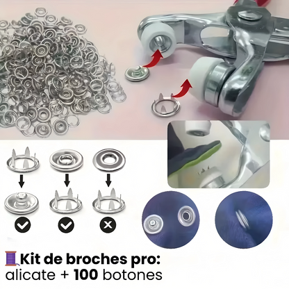 🧵 Kit de broches pro: alicate + 100 botones
