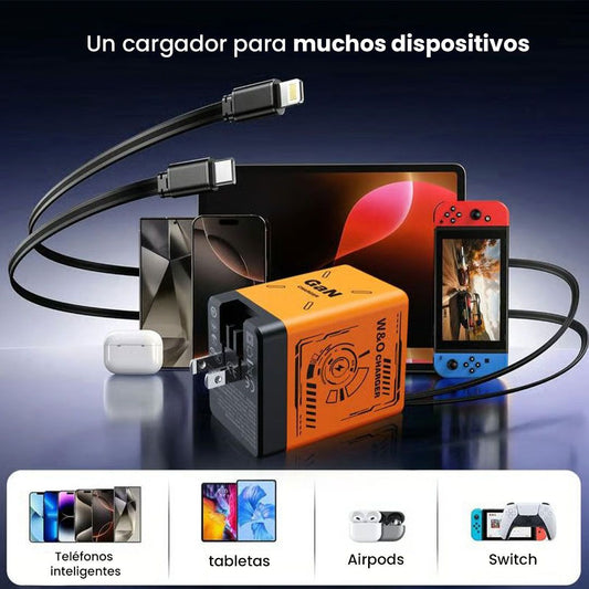🔌Cargador retráctil pro: carga rápida 2 en 1
