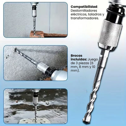 Kit adaptador de conversión de brocas para taladro (Adaptador + 3 brocas de alta resistencia)🚘🧰