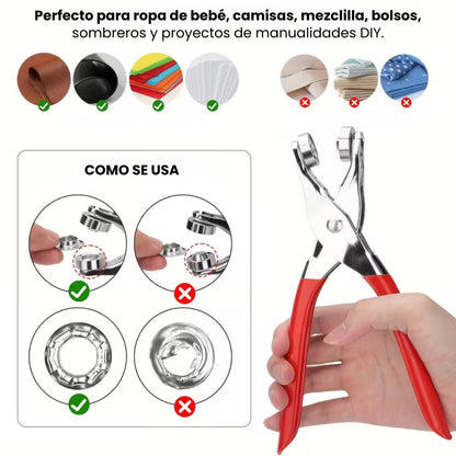 🧵 Kit de broches pro: alicate + 100 botones