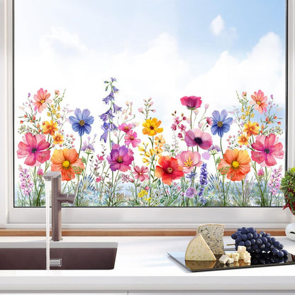 🌸 Pegatina ventana con flores: jardín de cristal