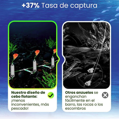 EQUIPO DE PESCA TAIWÁN X6 ANZUELOS: Efectividad total y máximo alcance🐟🎣