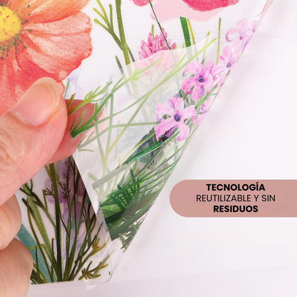 🌸 Pegatina ventana con flores: jardín de cristal