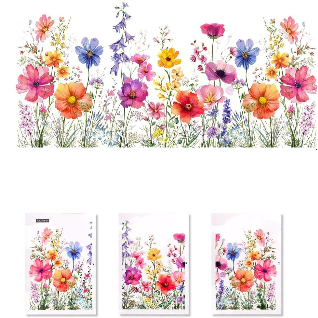 🌸 Pegatina ventana con flores: jardín de cristal