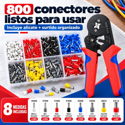 ⚡Alicate Ponchador HSC8 6-4A + 800 Terminales 🛠️🔌