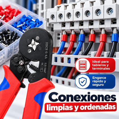 ⚡Alicate Ponchador HSC8 6-4A + 800 Terminales 🛠️🔌