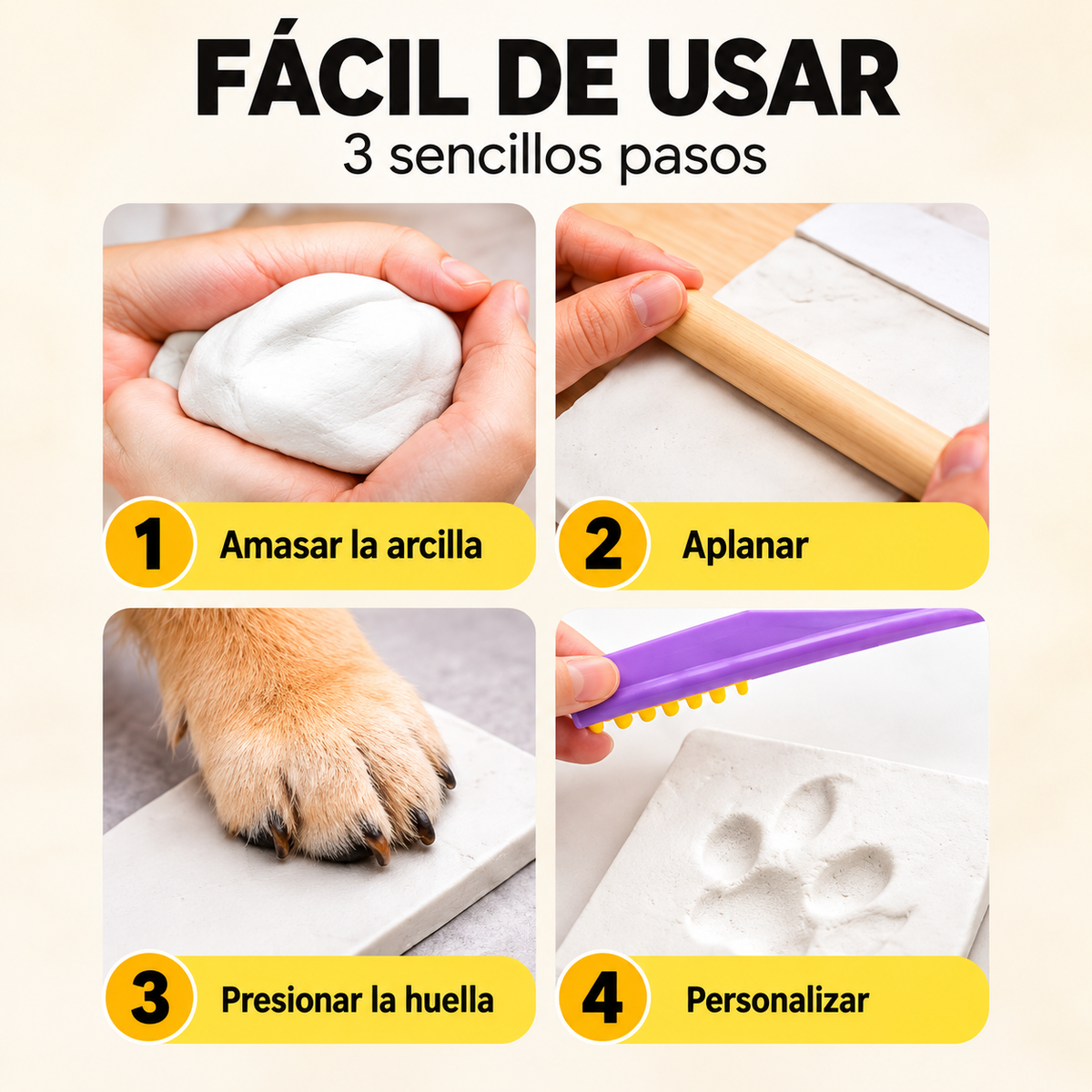 Kit Marco de Fotos 3 en 1 con Huella de Mascota en Arcilla🐾🖼️❤️