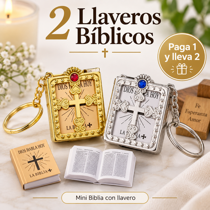 Set x2 Llaveros Bíblicos con Mini Libro Real✝️⛪