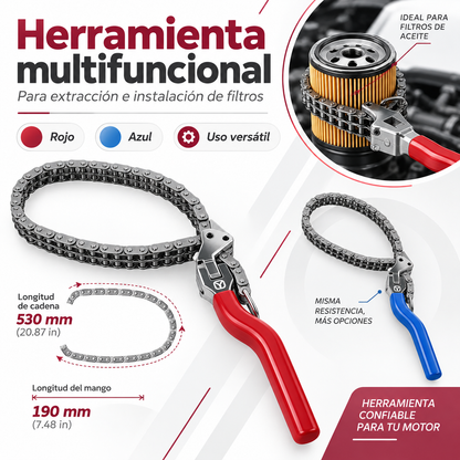Llave de Cadena Doble para Filtros de Aceite🔧