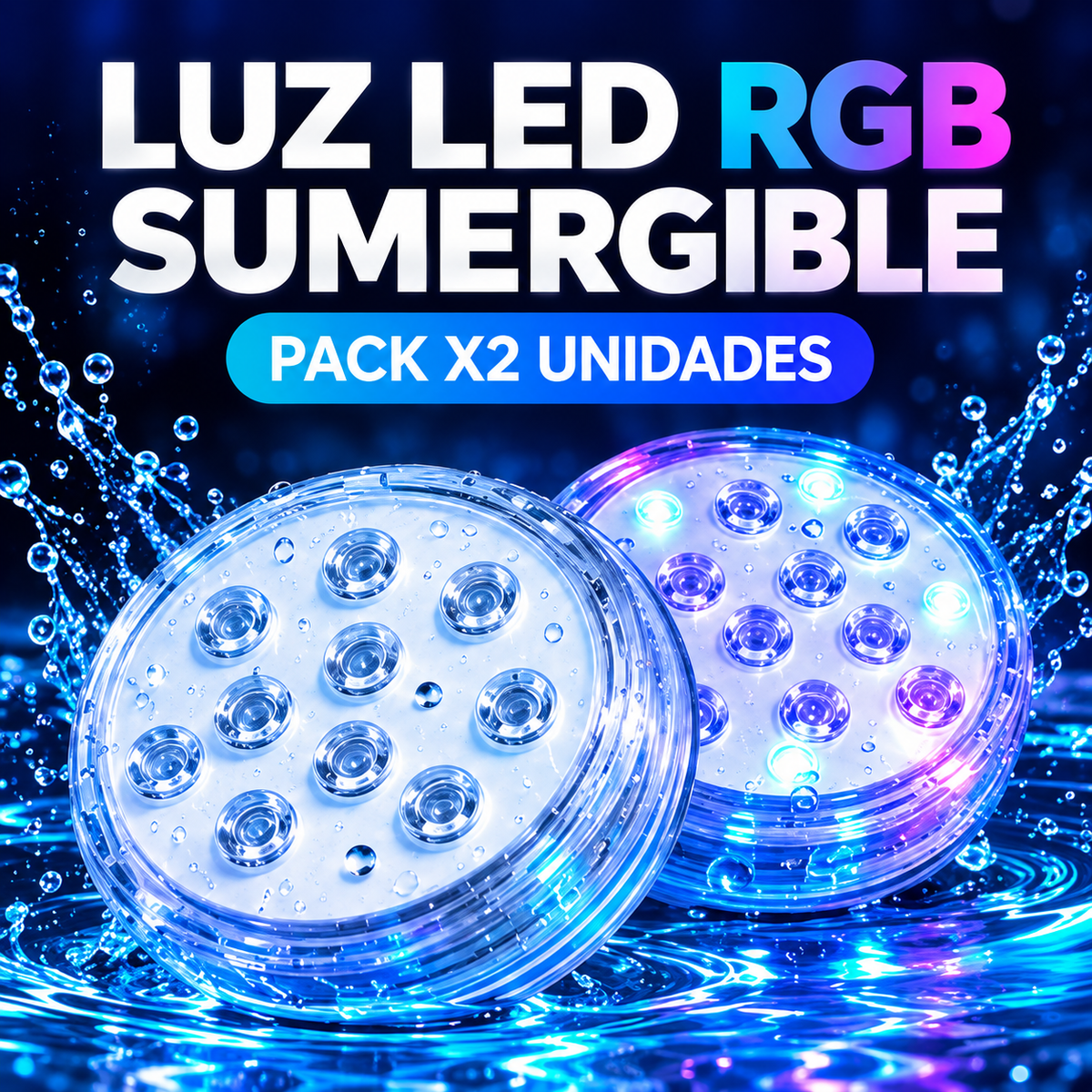 Luz LED RGB Sumergibles para Piscina y Jacuzzi (Pack ×2 Unidades) 🌊💡✨