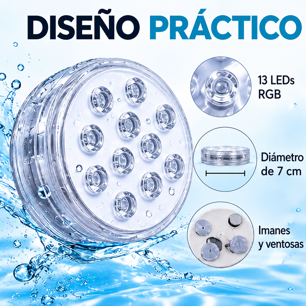 Luz LED RGB Sumergibles para Piscina y Jacuzzi (Pack ×2 Unidades) 🌊💡✨