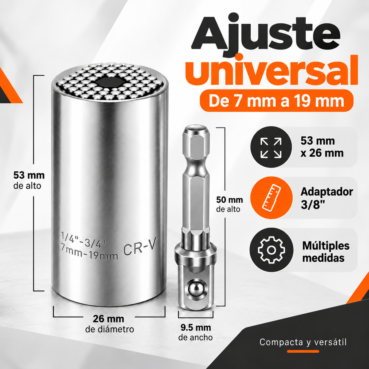Set x2 Piezas Llave Copa Universal y Rache 🛠️