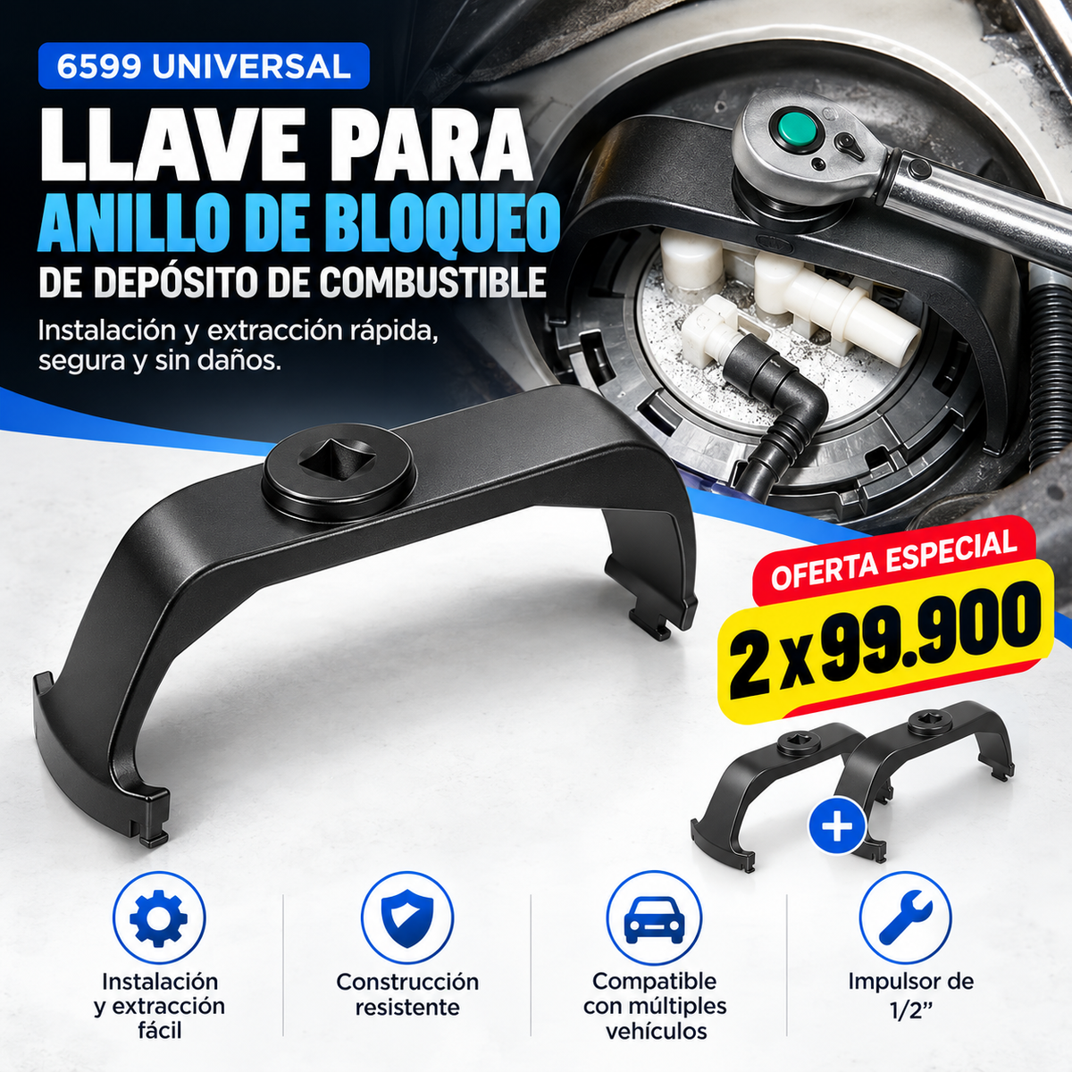 Llave Extractora de Tapa de Bomba de Gasolina⛽🔧