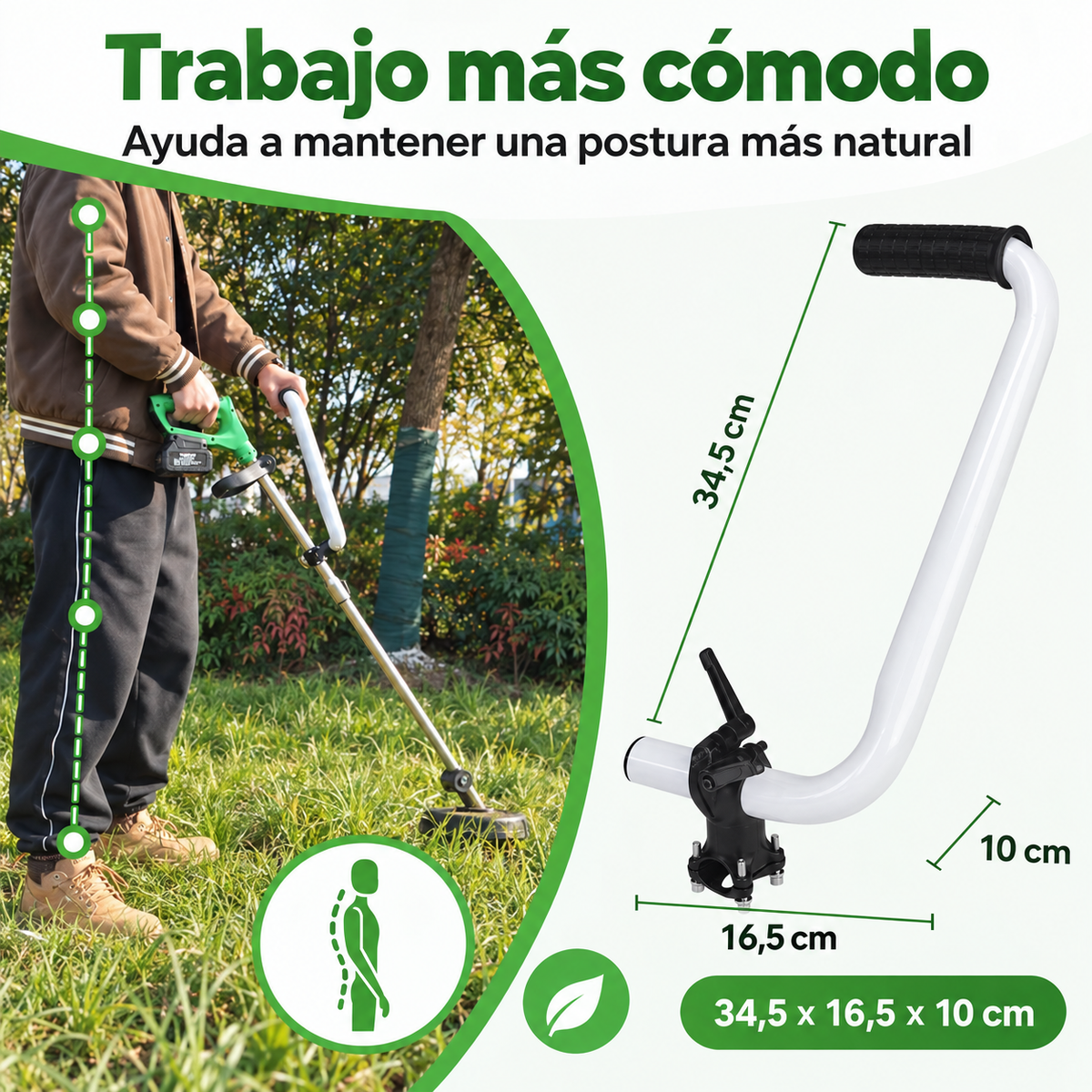 🌿Mango Auxiliar Ergonómico para Guadañadora y Recortadora de Jardín🌾✨