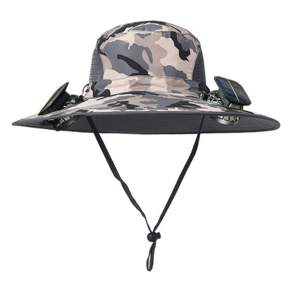 Sombrero De Ala Ancha Con Ventiladores Solares🎩☀️
