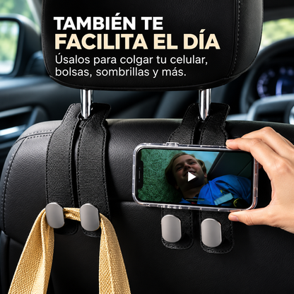 Ganchos Dobles Flexibles para Reposacabezas 2X1🚗👜