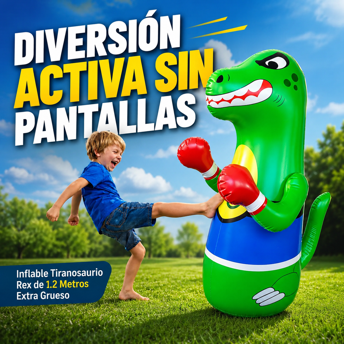 🦖🧑🏻‍🦱 Inflable Tiranosaurio Rex de 1.2 Metros Extra Grueso