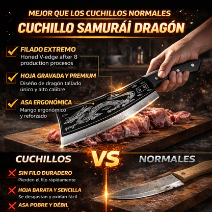 CUCHILLO PROFESIONAL SAMURAI DRAGON: Acero Forjado de Alto Carbono🔪