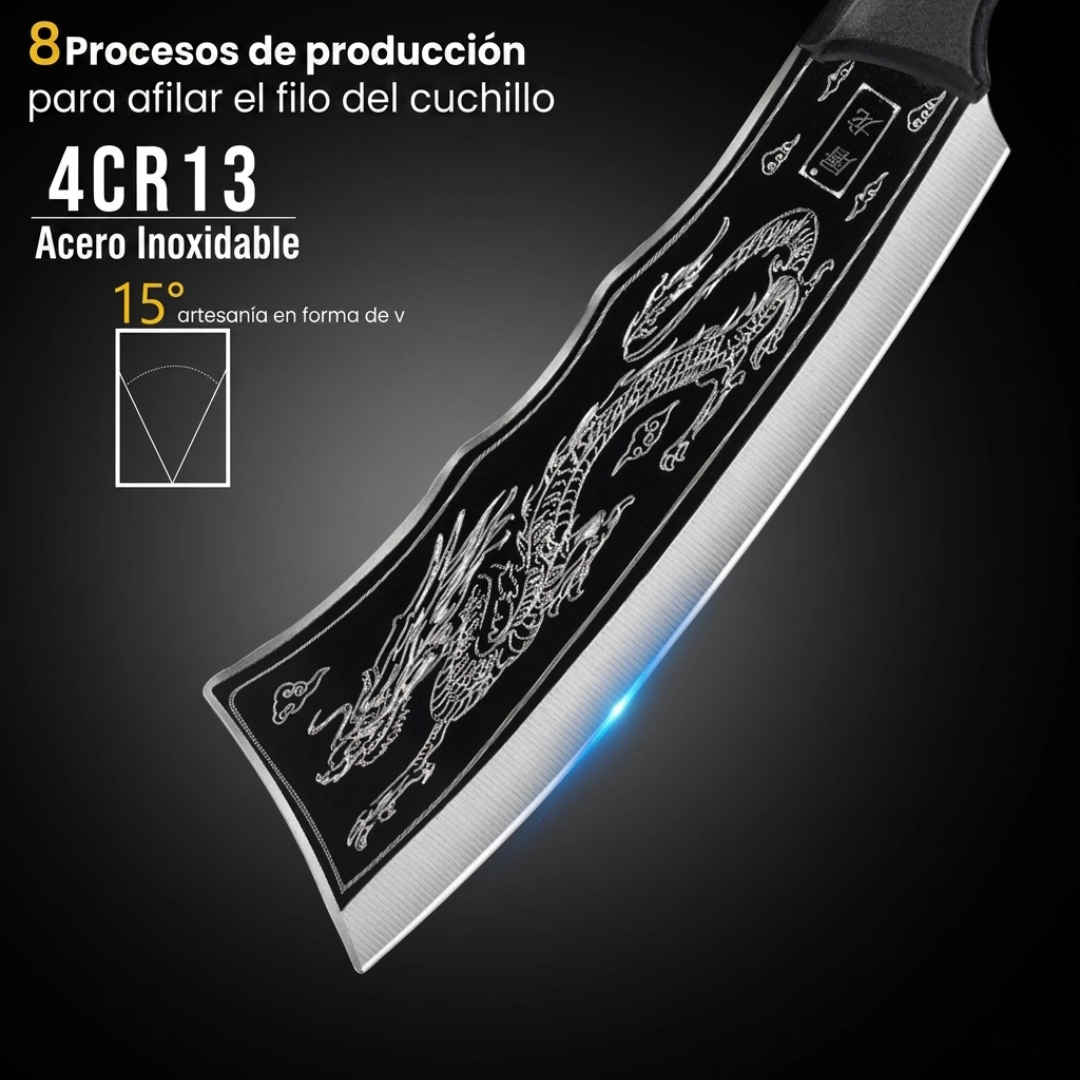 CUCHILLO PROFESIONAL SAMURAI DRAGON: Acero Forjado de Alto Carbono🔪